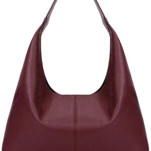 Slouchy Hobo Bag Vegan Leather Tote Bag for Women Burgundy Work Tote Bag College